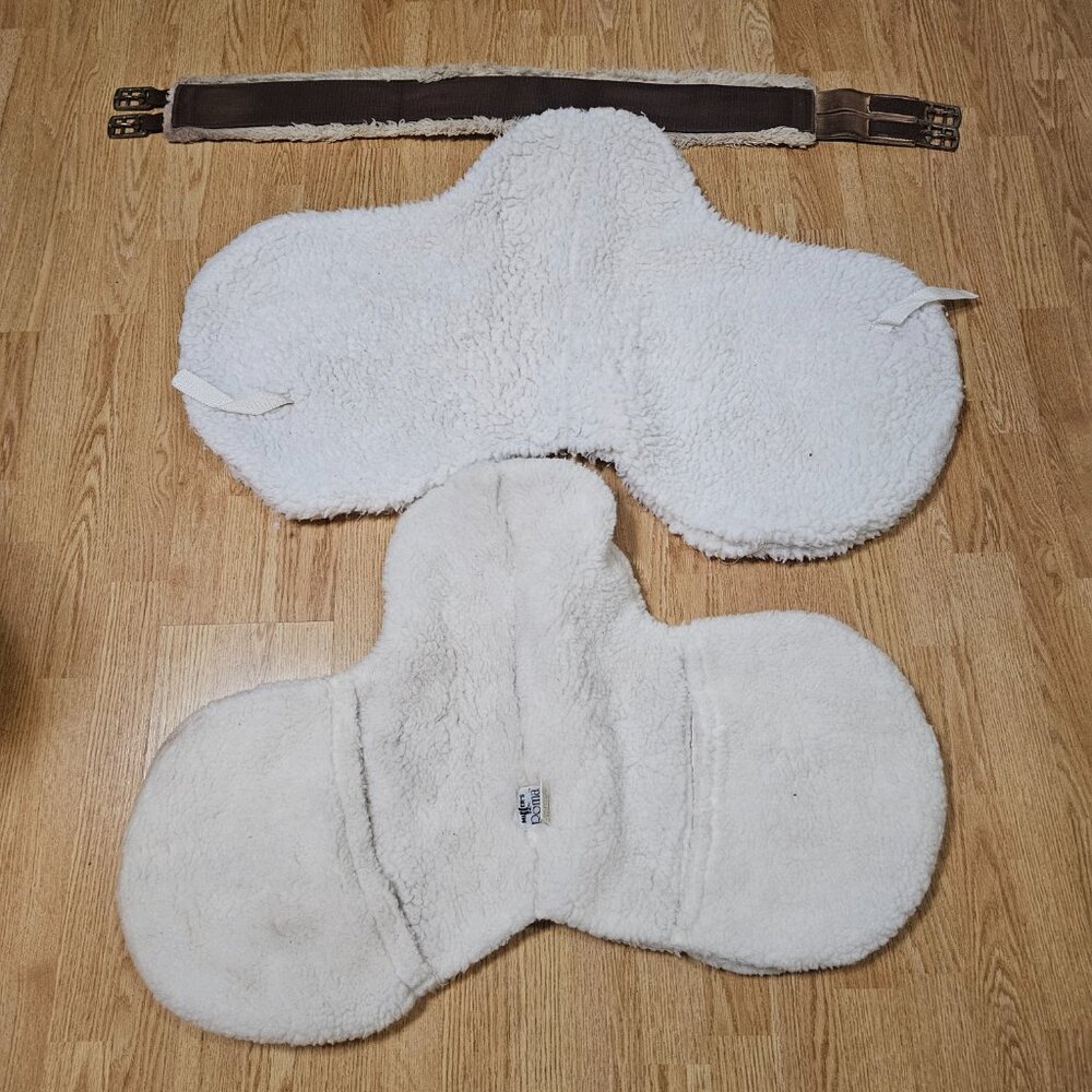 LOT of 3 items: Used English Huntseat Saddle Pad for horse